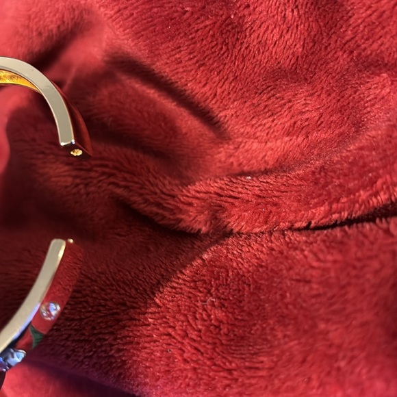 Enamel gold tone Multi set in stones embellished  hindge Bangle Bracelet - Picture 9 of 13